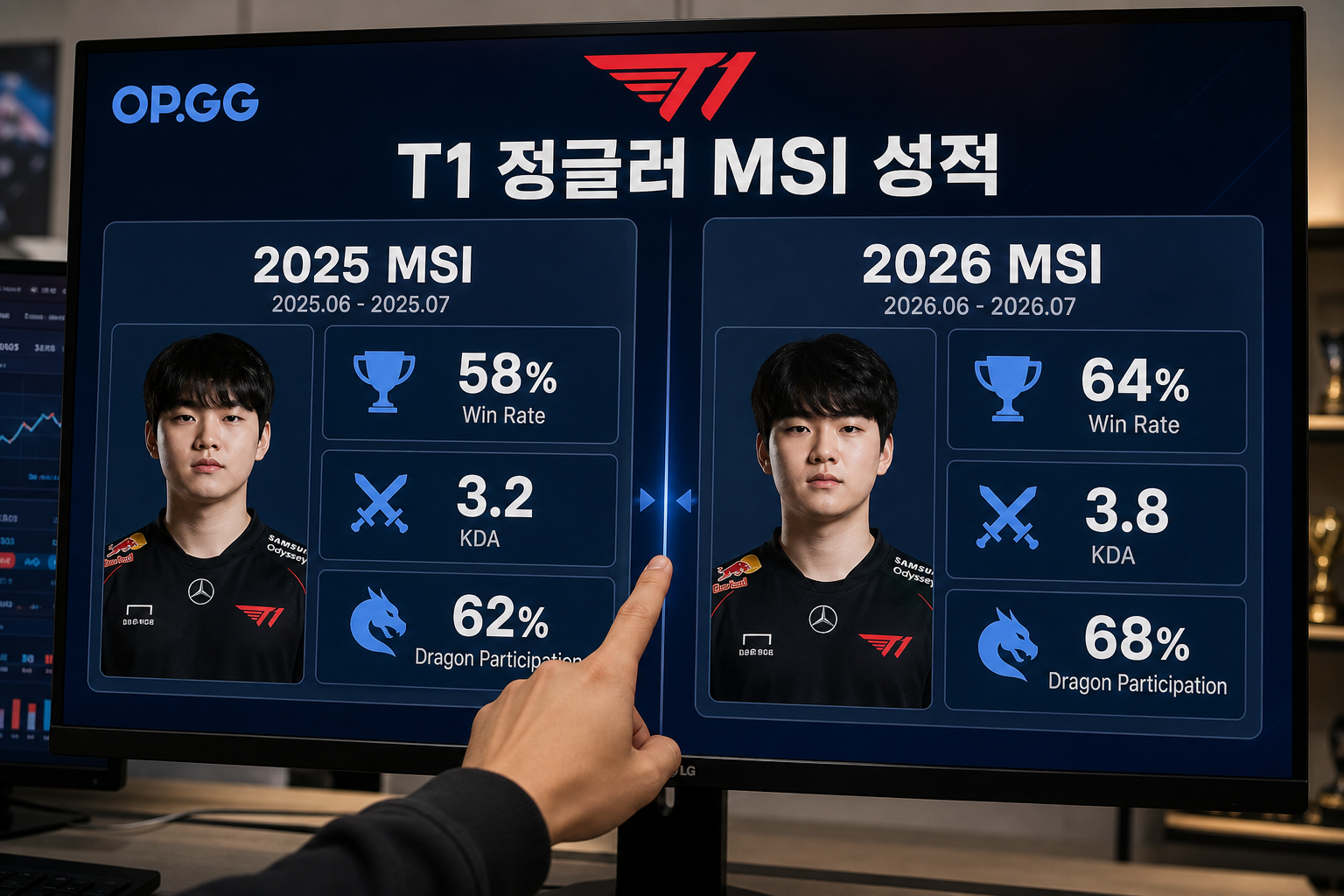 op.gg T1 정글러 MSI 성적 추이 분석하기